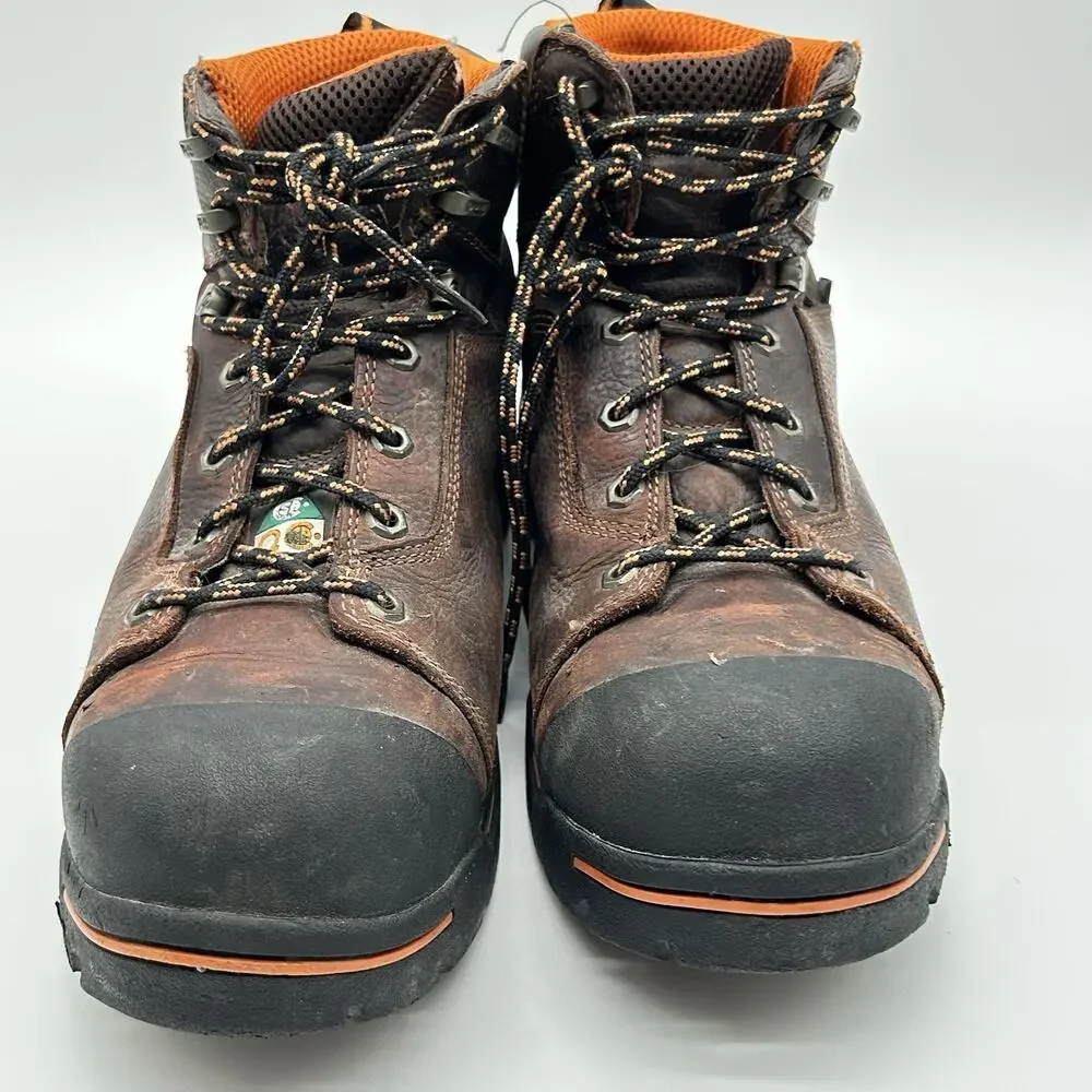 Timberland Pro Endurance 6” Steel Safety Toe Work Boots Brown Leather Mens 11.5